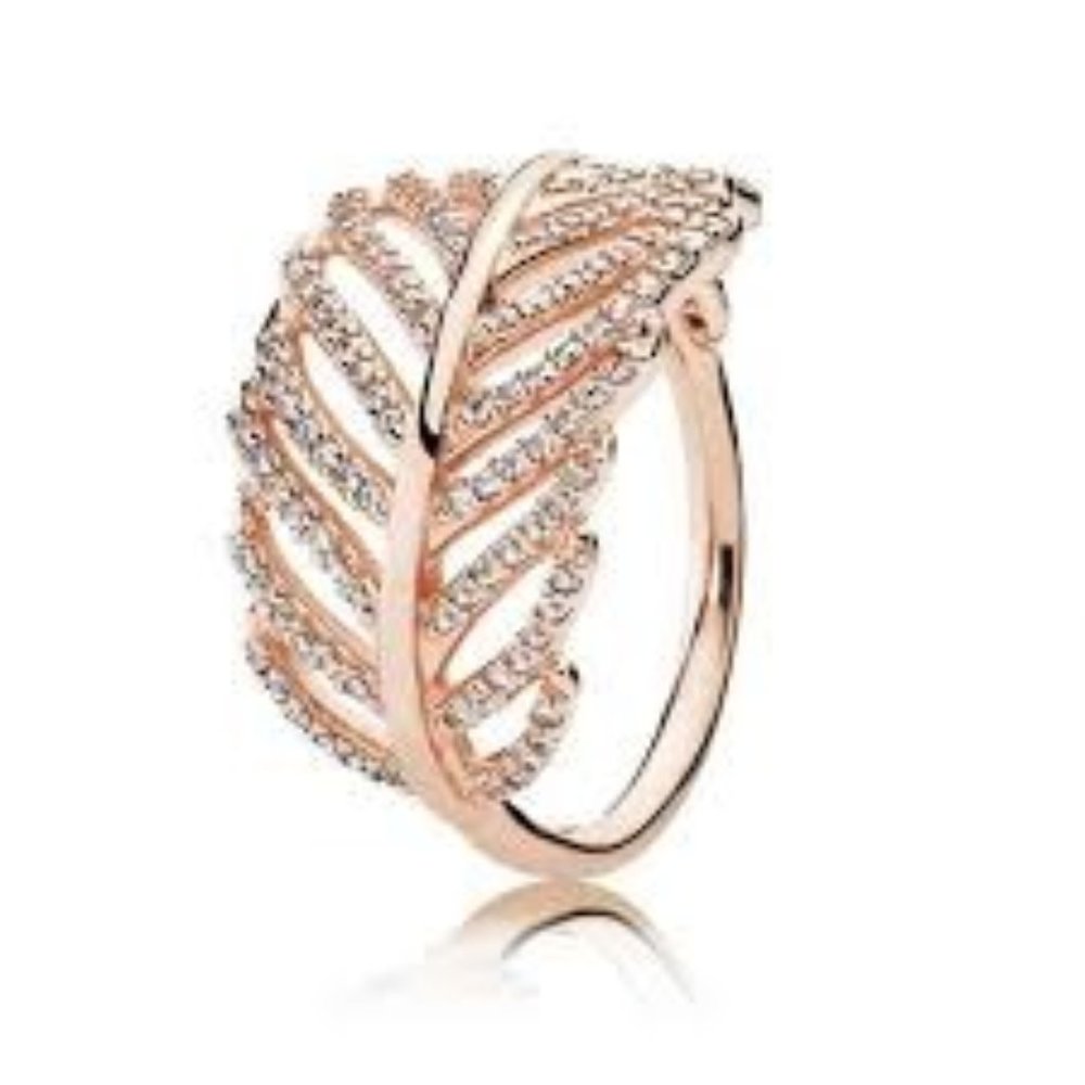 Rose gold Feather Pandora ring